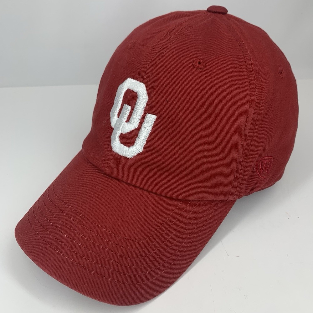 Stained OU Oklahoma Hat Red Adjustable Strapback Baseball Cap Sooners TOW